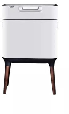 Cubo de Basura de Cocina, Cubo de Basura clasificado para Cocina, Cubo de Basura Tipo Prensa para el hogar, Sala de Estar, Oficina, Acero Inoxidable, pies Altos con Tapa, Botes de Basura lig