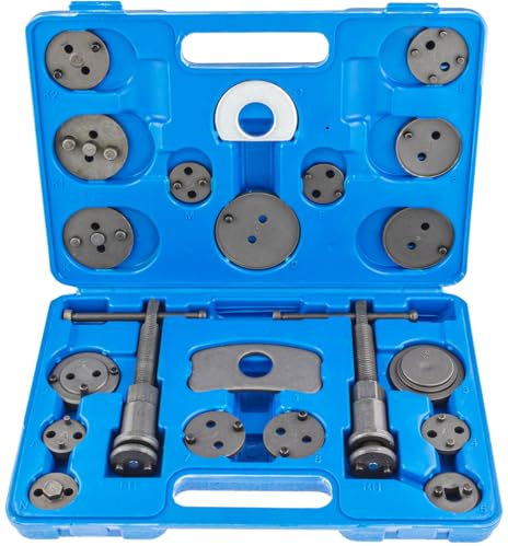 Bremskolbenrücksteller Set 21 TLG | Profi Bremssattel Rückstellwerkzeug für PKW | Universales Bremskolben Werkzeug Set mit Adaptern & Koffer für Reparatur & Wartung (21-TLG.)