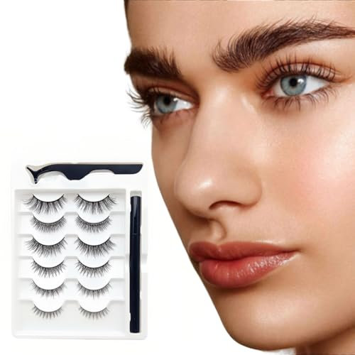 6 Paia Ciglia Finte Magnetiche, Magnetic Riutilizzabili Ciglia Finte Naturali, con Applicatore Senza Colla Ciglia Magnetiche Naturale Kit