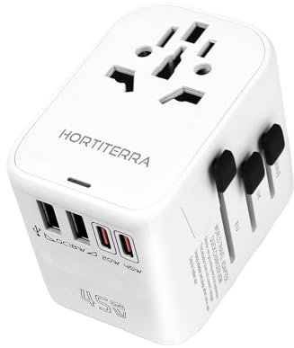 Adattatore da Viaggio 45W PD, Presa Universale da Viaggio con Caricatore, 2 USB A e 2 USB C, Adattatore Presa Internazionale per EU Inglese Australia Giappone Americana
