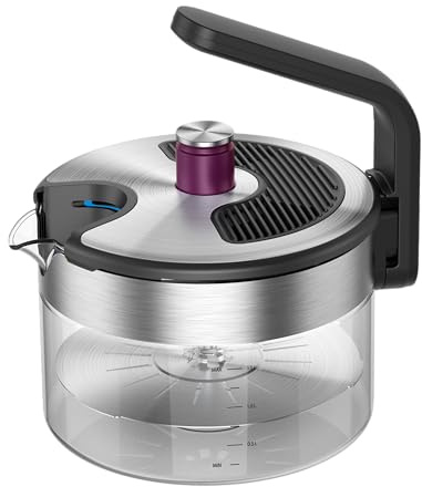 Kezzel® innovativer Wasserkessel für Induktionsherde 1,5 Liter | Automatische Abschaltfunktion, kein Überkochen | Minimalistisches Design, Edelstahl & Glas, leicht zu reinigen, spülmaschinengeeignet