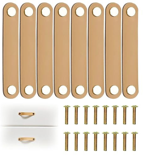 YIMINI 8 Stück Möbelgriffe Leder, Möbelgriff Ledergriff, Möbel Schubladengriff, Jeder Ledergriff Enthält Schrauben, für Kleiderschrank, Schublade, Küche und Tür
