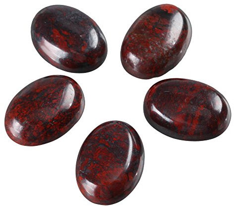 Diaspro rosso brecciato naturale, cabochon ovale, cabochon con fondo piatto, pietre sfuse a cupola, 25 mm x 18 mm, GCN-D15