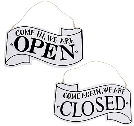 GLEAVI Vintage Doppelseitiges Türschild Weiß Europäischer Stil Hängendes Geschäftsschild Mit Aufschrift Open Und Closed Robust Und Einfache Montage Für Laden Bar Hochzeit Dekoration