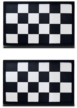 2 stycken F one racing rutiga flaggor patch med krok och ögla, svart-vita rutor racing sport applikationer logotyp patch för ryggsäckar kläder mössor jeans jackor tillbehör