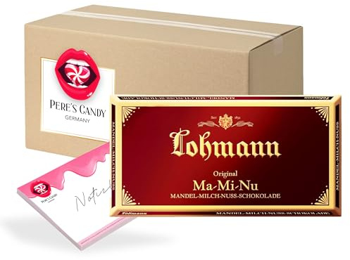 Pere's Candy Bundle für 10 x 100g Lohmann Mandel-Milch Nuss Tafel + Pere's Candy Notepad DIN A7-25 Blatt