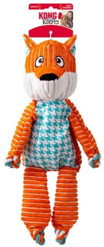 KONG Floppy Knots Jumbo XL Fox Dog Toy – Extra-Large Plush with Knotted Rope Skeleton, Dual Squeakers, Minimal Stuffing, Soft & Durable for Tugging, Flopping & Snuggling