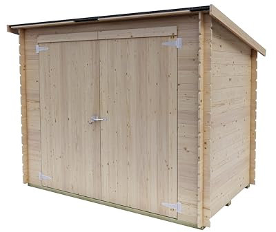 Gartenhaus Anbau Bh16 Eureka 218x130 aus unbehandeltem Fichtenholz 16 mm mit Doppeltür, OSB3-Dach und -Boden, einfacher Aufbau, Autoklavbehandlung, PEFC-Zertifiziert