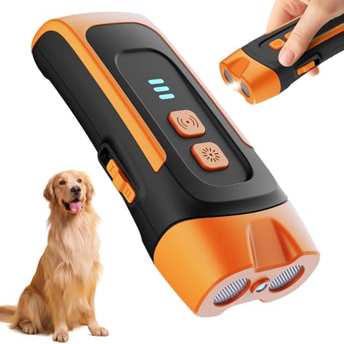 Antibell für Hunde,40 Fuß Antibell Ultraschall Gerät, 2 Modi Anti Bell Gerät Hunde mit Stroboskop Taschenlampe, wasserdicht Anti Bell Gerät Hunde,Geeignet für kleine, mittelgroße und große Hunde.