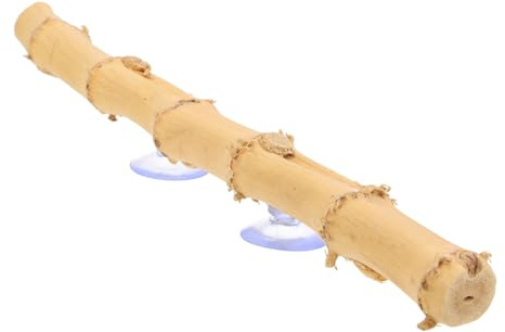 CORHAD Reptile Wooden Stand Rack and Lizard Climbing Branch with Suction Cups, Natural Bamboo Root Material, Terrarium Cage Toy for Small Pets and Climbing Reptiles