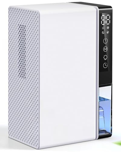 Luftentfeuchter Elektrisch, 2800ML Entfeuchter Raumentfeuchter Leise Dehumidifiers for Home, mit Schlafmodus,7-farbiges Nachtlicht, tragbar, Timer für Badezimmer Schlafzimmer（Schneeweiß）