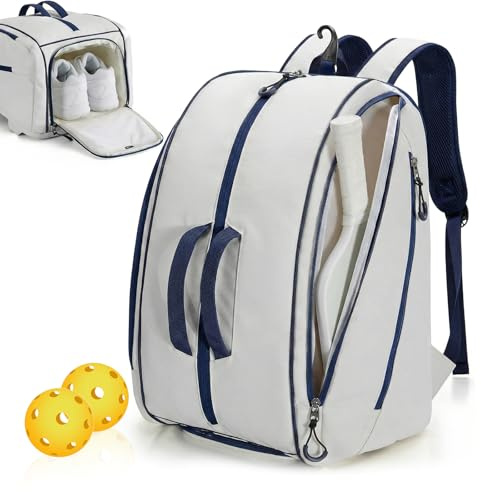 YUZINO Bolsa de tenis, bolsa de raqueta de pádel, mochila de tenis, bolsa deportiva grande con gancho para valla, compartimento para zapatos, funda para laptop y múltiples bolsillos para actividades