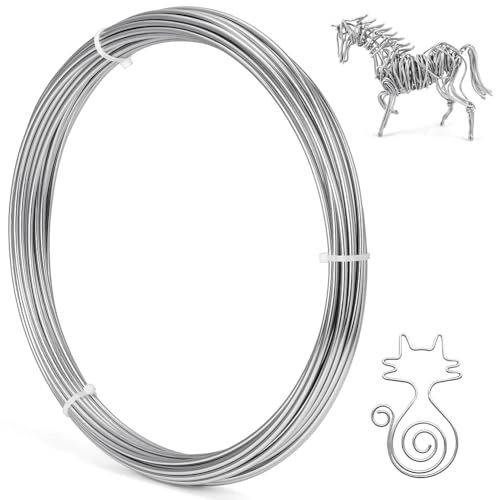 VSSHE Basteldraht, 3mm x 10m Biegsamer Draht zum Basteln, Aluminium Schmuckdraht, Modellierdraht Für DIY-Skulpturen, Modellieren, Schmuckherstellung, Blumenbasteln Und Drahtwebe, basteldraht Dicker