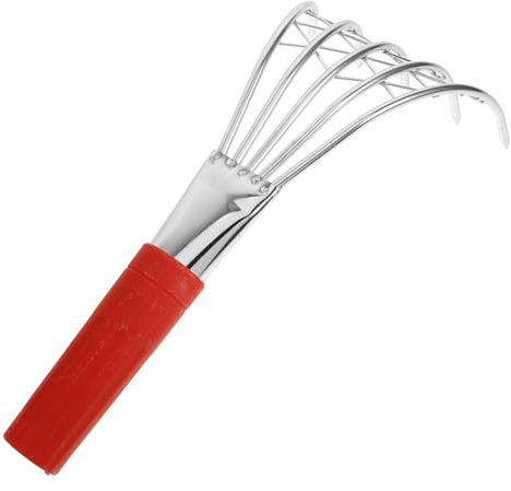 VANZACK Rastrello a Artiglio Metallico per Scavare Conchiglie e Vongole, Strumento da Spiaggia Portatile Manico Ergonomico Antiscivolo in Acciaio, Adatto per Raccolta Frutti di Mare
