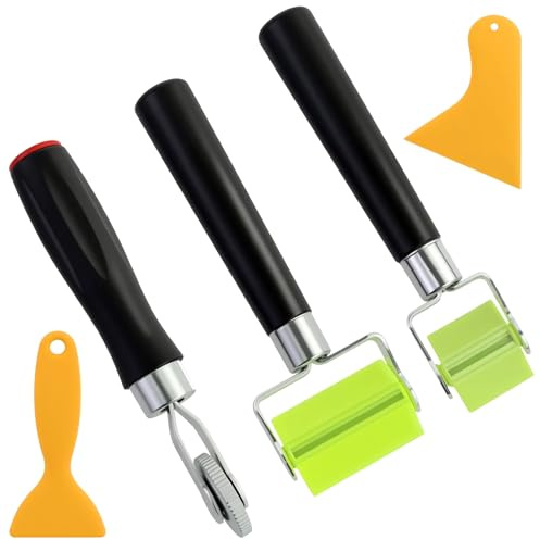Professionellt set med 3 delar, silikonrulle, tryckrulle, tryckrulle, bilgummitryckrulle för kantskivare svetsning av PVC-presenningar, med 2 skrapor