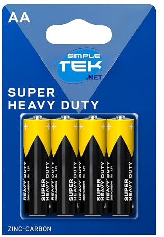 SIMPLETEK - Blister da 4 Pile Stilo AA (Tipo R6P) Zinco-Carbone 1.5 Volt - Ideali per Dispositivi a Basso Consumo R6P