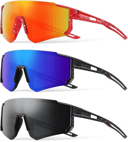 EKKONG Gafas de Ciclismo Niño, 3 PCS Gafas Sol Niño, Gafas de Bicicleta para Infantiles, Gafas de Sol Deportivas para Niños para Ciclismo, Correr, Senderismo y Deportes de Pelota, Unisex
