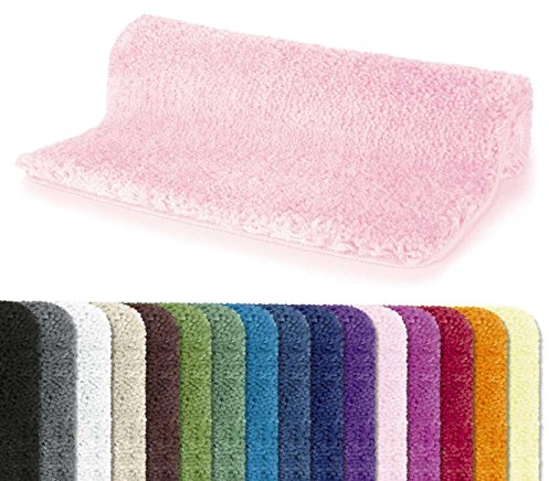 Spirella Highland Mikrofaser-Badematte – rutschfest, schnelltrocknend und waschbar – 100% weiches und strapazierfähiges Polyester – Hellrosa – 55 x 65 cm