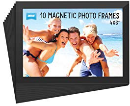 Shot2go Pack of 10 Magnetic Photo Fridge Frame Pockets Black Border 4x6 (Black, Pack of 10)
