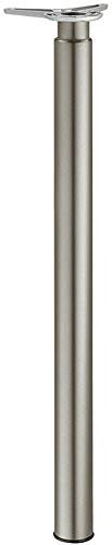 Gedotec Möbelfuß Edelstahl Finish Tischbein höhen-verstellbar +180 mm Tischfuß Metall - Modell H1730 | Verstellfuß Höhe 700-880 mm | Rohr-Ø 60 mm | 1 Stück - Teleskopfuß inkl. Befestigungsmaterial