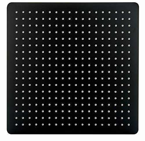 BERNSTEIN XXL-Regendusche Edelstahl-Duschkopf DPG2001 Schwarz superflach Kopfbrause Regenduschkopf mit Anti-Kalk-Düsen Deckenbrause 40 x 40 cm