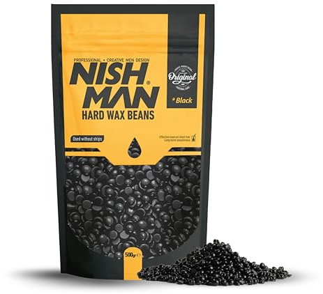 NISHMAN Hartwachs Bohnen - Black 500g - Schmerzfreie, Langanhaltende Haarentfernung für Glatte Haut - Geeignet für Körperbereiche - Effiziente und Angenehme Ergebnisse Ohne Reizung
