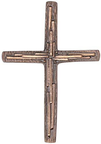 Butzon & Bercker Schmuckkreuz Bronze - Modernes Wandkreuz 22,5 x 15,5 cm | Dunkel patinierte Dekoration aus Kunsthandwerk - Symbolkreuz ideal als Geschenk zu Taufe, Hochzeit oder Konfirmation