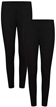 Daisy Dreamer Womens Thermal Pants Long Janes Ladies Warm Winter Baselayer Bottoms Thermals, Pack of 2, Black UK 14-16