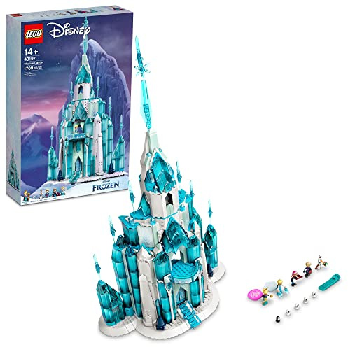 LEGO Disney Princess The Ice Castle Building Toy 43197, with Frozen Anna and Elsa Mini Doll Figures and Olaf Figure, Disney Castle Kit to Build, Disney Gift Idea, Castle Toy for Kids Age 6+ Years Old