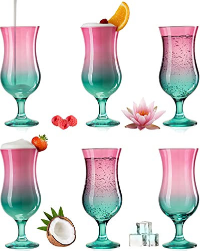 PLATINUX - Juego de 6 vasos de cóctel multicolor (máx. 470 ml) - Drink, fiesta, huracán