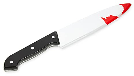 Ultra Halloween Blutverschmiertes gefälschtes Messer Kostüm Accessoire Requisitenmesser 30cm Lange Slasher Messer mit Kunstblut hacken Messer Spielzeug Plastikwaffe Pretend Cosplay Neuheit Messer