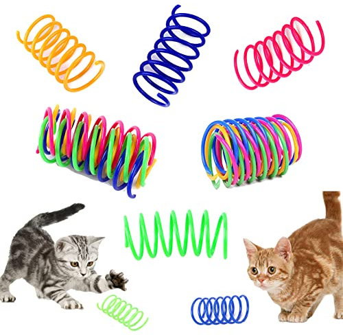 Petnice 12 Pcs Cat Creative Springs Toys - Interactive, Durable Plastic Toys for Swatting, Biting, Hunting Kittens