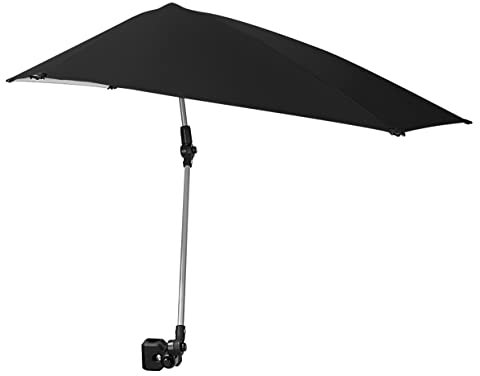 Sport-Brella Versa-Brella Adjustable Umbrella, Adjustable clamp, 360 Degree 4-Way Swivel & UPF 50+ Lining, Lightweight & Easy Set Up, Regular, Black