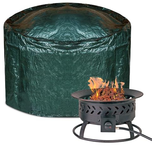 Fire Pit Cover Round Waterproof Fabric Outdoor Firepit Cover Heavy Duty UV Resistant (84 x 50 x 0.5 CM), Patio Fire Table Cover Gas Fire Pit Accessories Fade & Weather Resistant