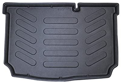 Trimak Passgenau 3D Kofferraumwanne Kompatibel mit Ford Fiesta 2017-2023 Kofferraummatte Schutzmatte Auto Zubehör Antirutschmatte Kantenschutz TPE Gummi Dauerhaft Schwarz