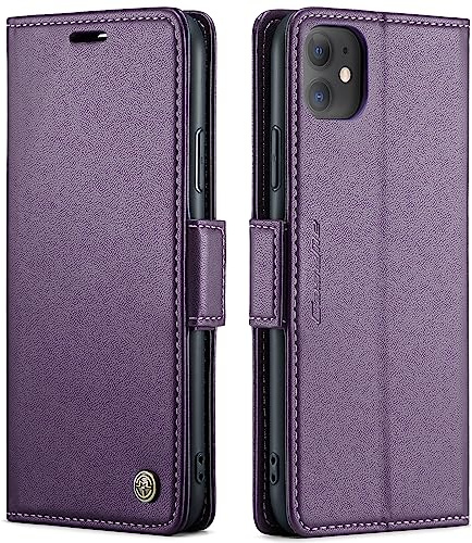 QLTYPRI Hülle für iPhone 11 Handyhülle mit RFID Schutzhülle, Vintage Leder Hülle mit Kartenfach Ständer PU Ledertasche Stoßfeste Flip Wallet Case Kompatibel mit iPhone 11 - Lila
