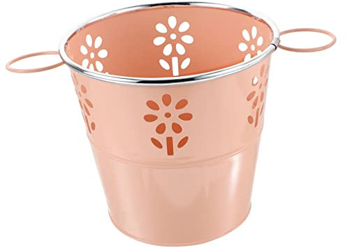 FUNOMOCYA Vintage Metall Blumentopf Mit Hohldesign Runder Blumeneimer Für Wohnzimmer Und Terrasse Aus Eisen Retro Vase Mit Griff Dekorativer Pflanzkübel Für Zuhause
