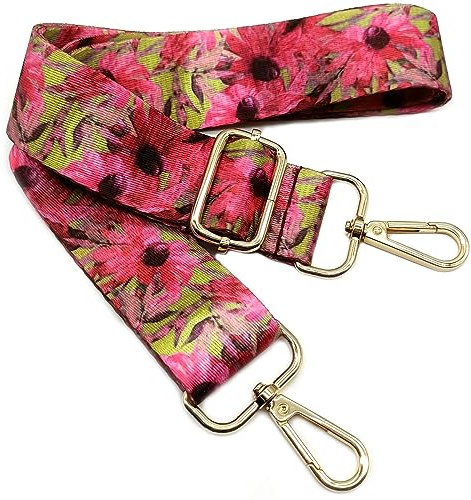 Verstellbarer Schultergurt Tasche Rote Blume, Taschengurte zum Wechseln, Taschengurt Breit mit Karabiner Gold, 80-130 cm Tragegurt Tasche für Damen Schultertaschen, Moderne Handtasche, 3.8cm, 609