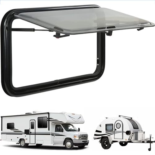 DPQYJPP RV Push Out Window | RV Window | Camper Windows Replacement | RV Exit Window | Hinged Window | Trailer External Push Window | With Integrated Roller Blind and Fly Screen,600 * 600mm