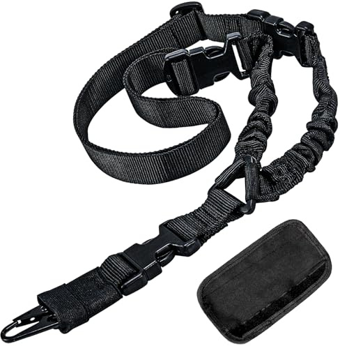 ZONSUSE 1-punkts brandhållare, gevärsele, taktisk 1 Slingpunkt, Bungee-rem för vapen, justerbar flexibel snabbfrigöring, för Airsoft gevär utomhus jakt (svart)
