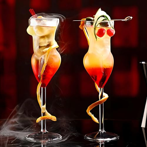 CTTPEG 2pcs Cocktail Glasses,Wine Glasses Body 6.8 oz Whiskey Drinking Glasses with Gift Box Champagne Goblet for Lady's Night Party Home Bar