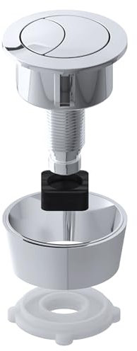 SPARES2GO Universal Toilet Cistern Dual Flush Push Button Kit for 20mm 40mm 50mm 60mm Lid Hole (Chrome Silver)