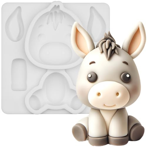 FUNSHOWCASE Moule en silicone pour décoration de gâteau en forme d'âne 7,3 cm de haut