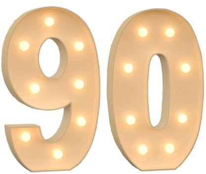 Festzelt-Leuchtzahlen-Mosaik-Zahlen-Lichtschilder for Geburtstagsparty-Dekoration, großes vorgeschnittenes Zahlen-Set, dicke Schaumstoffplatte mit LED-Glühbirnen ( Color : Number 90 , Size : 100cm/3FT