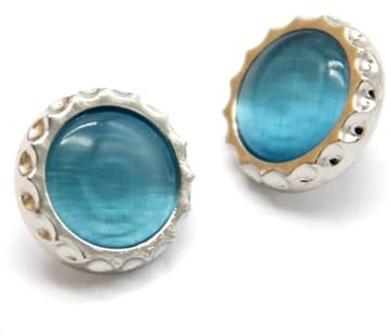 EcLusE 8 Stück runde Hemdknöpfe aus Metall für Kleidung, Damen, Kleid, dekoratives Nähzubehör, Basteln, Blau, 11mm 8pcs