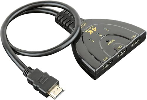 Switch HDMI Sdoppiatore, Automatico/Manuale 3 in 1 Out, Supporta 4K/3D/HDR/UHD/1080P, Per Xbox, PS5/4/3, Blu-Ray Firestick, HDTV e Apple TV
