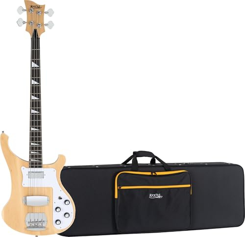 Rocktile Pro RB-400N Lumberjack E-Bass Softcase Set (Longscale, Humbucker, Single Coil, eingeleimter Hals) natur