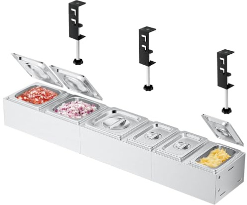 GFTIME Pizza Zutatenbehälter Beilagenbehälter, Edelstahl Behälter mit Deckel, Grill Küche Gastro Zutatenbehälter, Pizza Zubehör, 6 Stück