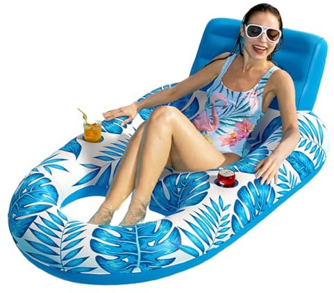 Jlkegfdf Materassino gonfiabile per piscina, grande lettino da piscina, zattera gonfiabile per l'estate, zattera d'acqua all'aperto, galleggiante per piscina, zattera portatile con portabicchieri per
