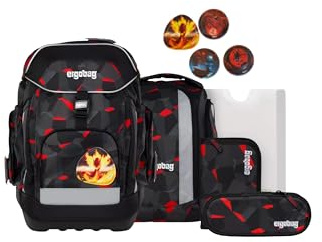 ergobag maxi set Set di 6 pezzi, zaino scolastico, cartella ergonomica, ideale per bambini grandi a partire dalla prima elementare TaekBeardo - Grigio